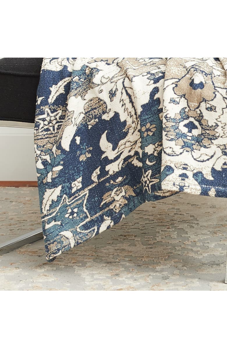 C&F Home 50" x 60" Saanvi Cream & Blue Cotton Super Soft Cozy Accent Throw Blanket, Alternate, color, Brown