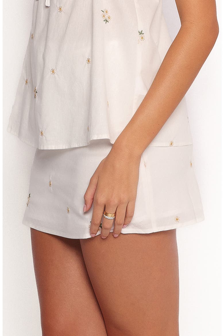Esra Embroidered Tie Waist Miniskirt, Alternate, color, IVORY