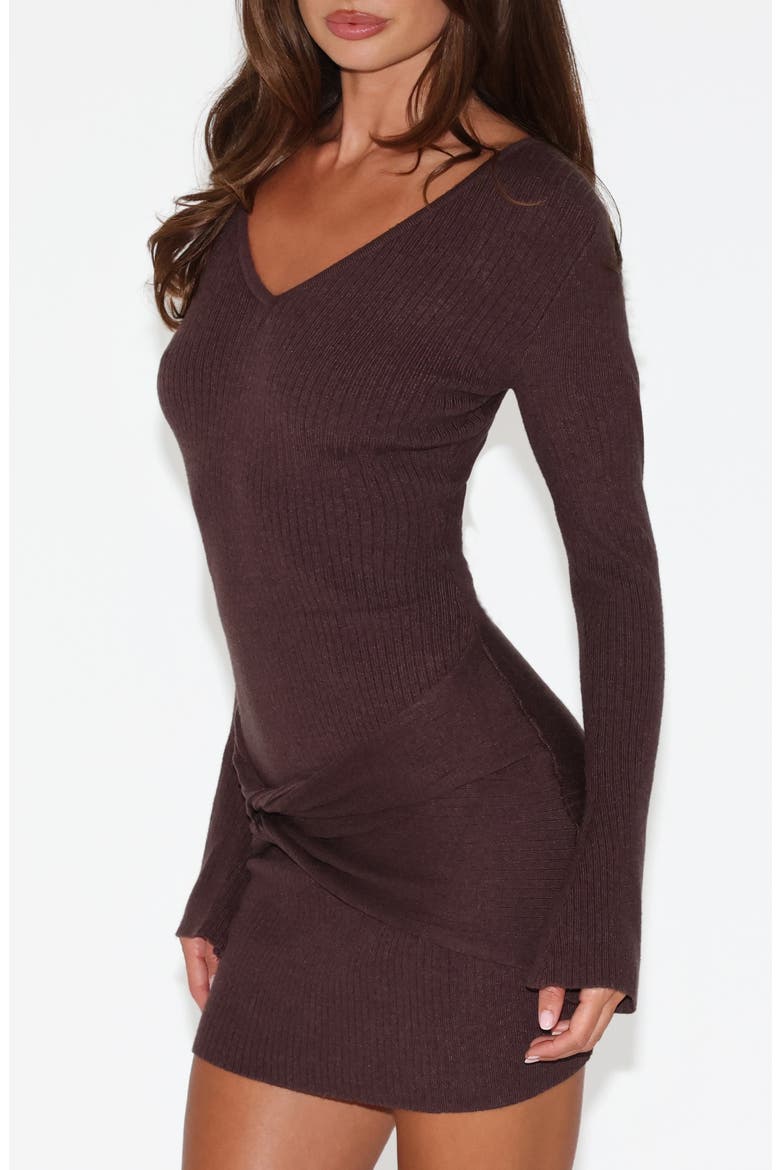 Renner Long Sleeve Sweater Minidress & Scarf Set, Alternate, color, CHOCOLATE BROWN