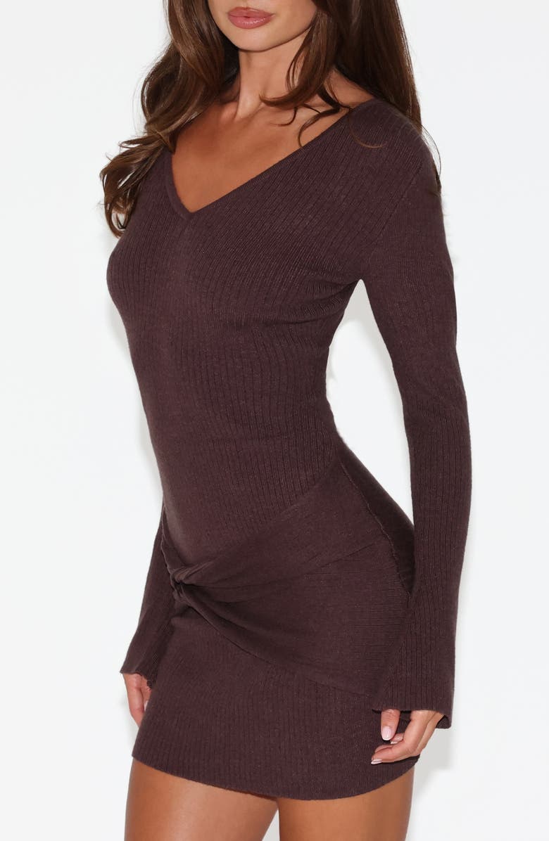 Tiger Mist Renner Long Sleeve Sweater Minidress & Scarf Set, Alternate, color, Chocolate Brown