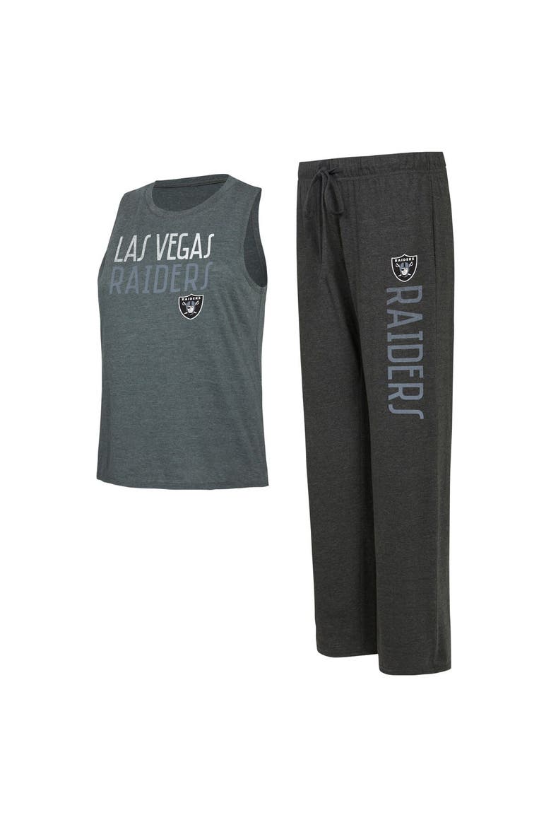 Women's Concepts Sport Black/Charcoal Las Vegas Raiders Muscle Tank Top & Pants Lounge Set, Alternate, color, Black