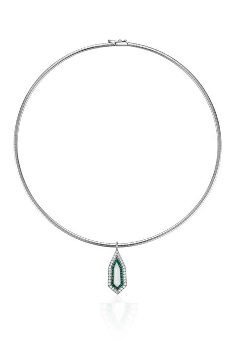 Diamond Kite Emerald Pendant Necklace