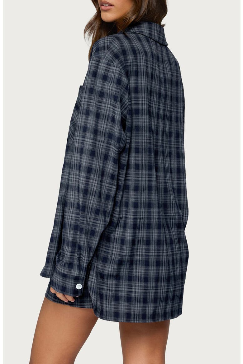 Alessa Plaid Button-Up Shirt, Alternate, color, DARK-BLUE