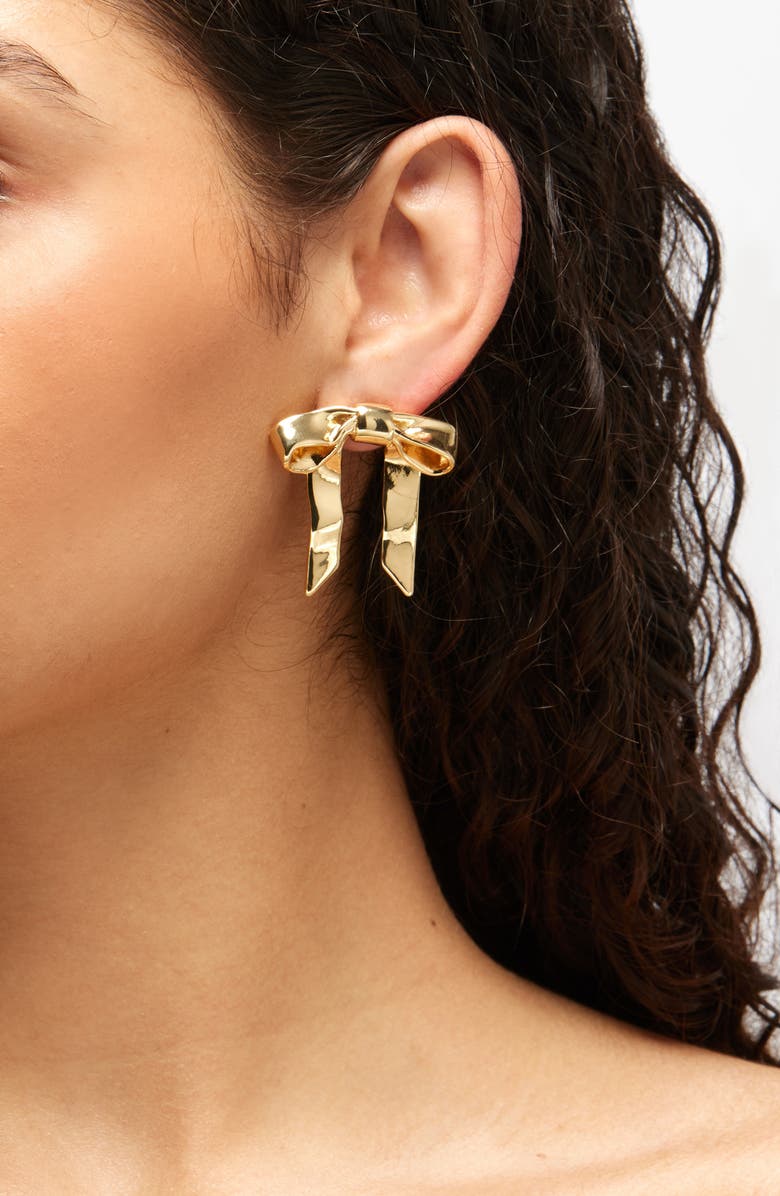 LELET NY Mary Jane Bow Earrings, Alternate, color, Gold