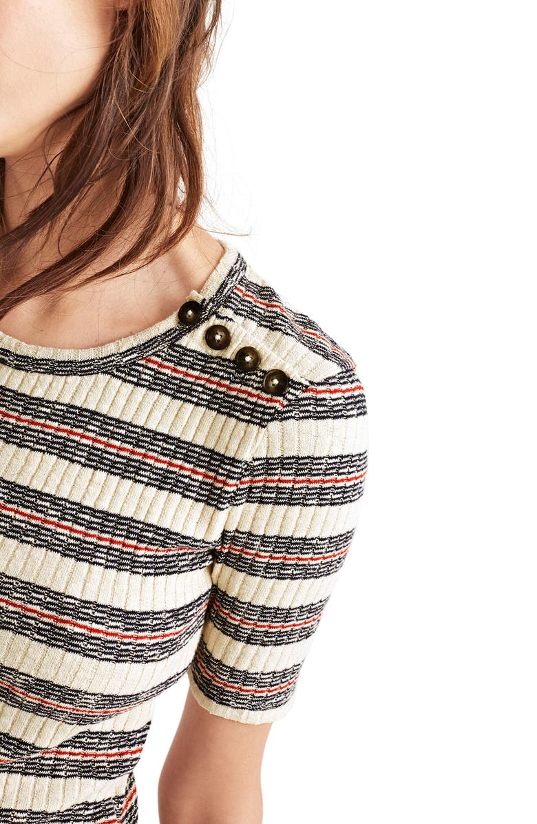 Madewell Stripe Rib Knit Minidress, Alternate, color,