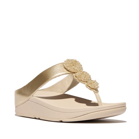Fino Beadie-button metallic toe-post sandals