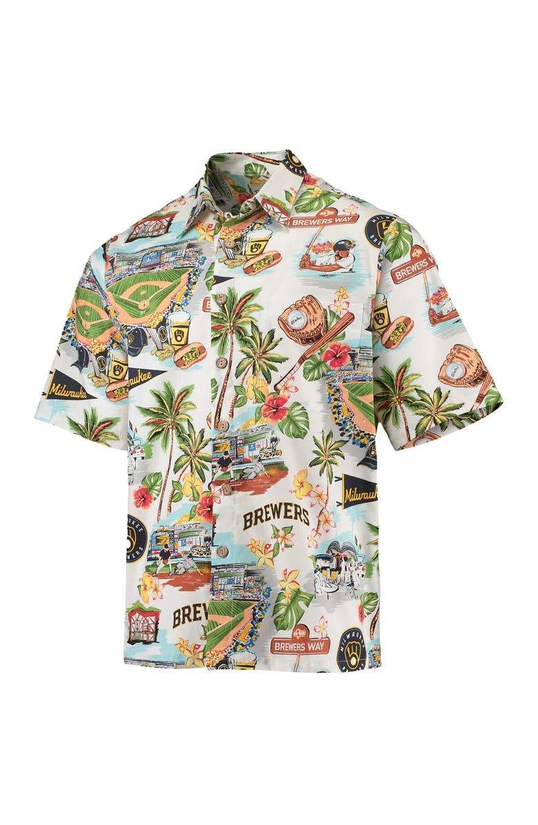 Reyn Spooner Men's Reyn Spooner White Milwaukee Brewers Scenic Button-Up Shirt, Alternate, color,