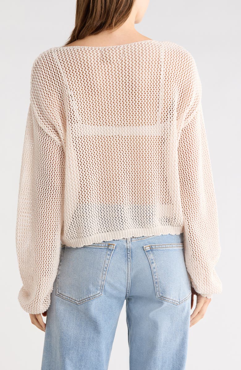 PacSun Juli Floral Boat Neck Openwork Top, Alternate, color, Ivory