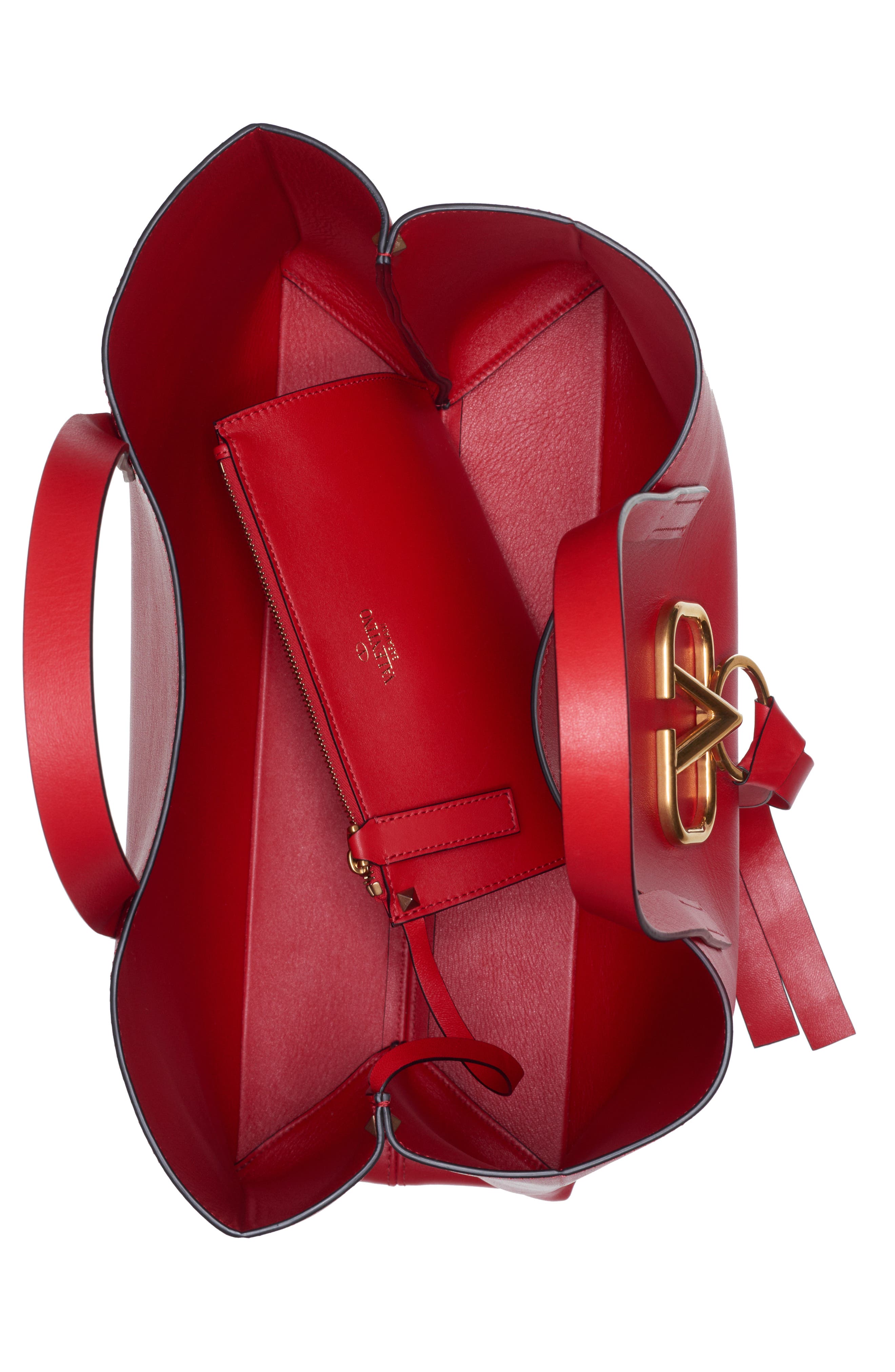 Valentino Garavani V-Ring Leather Tote, Alternate, color, 