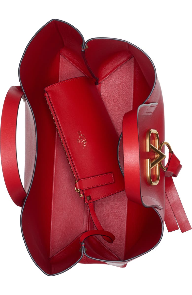 Valentino Garavani V-Ring Leather Tote, Alternate, color,