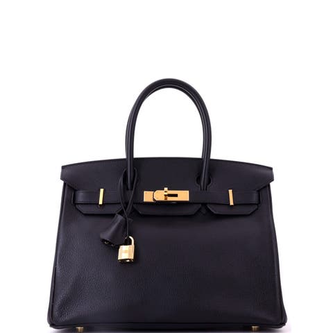 Birkin Handbag Black Evercolor with Gold Hardware 30