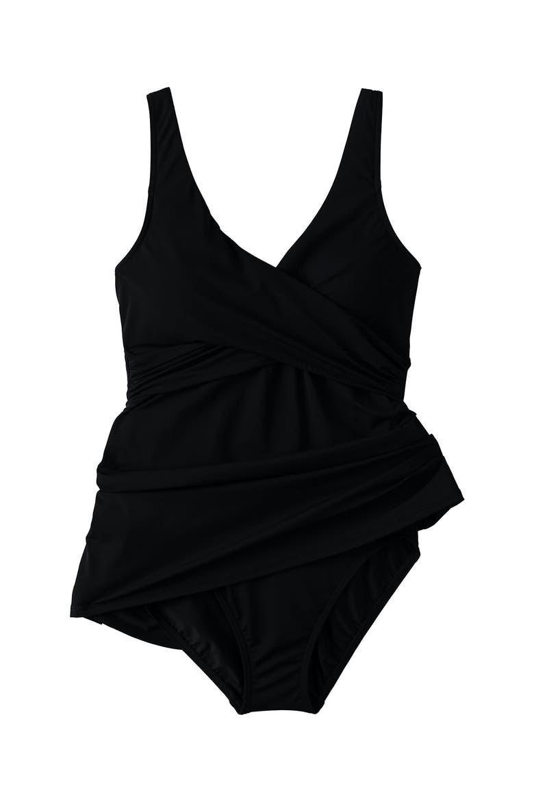 DD-Cup New SlenderSuit Wrap Swim Dress Swimsuit, Alternate, color, Black