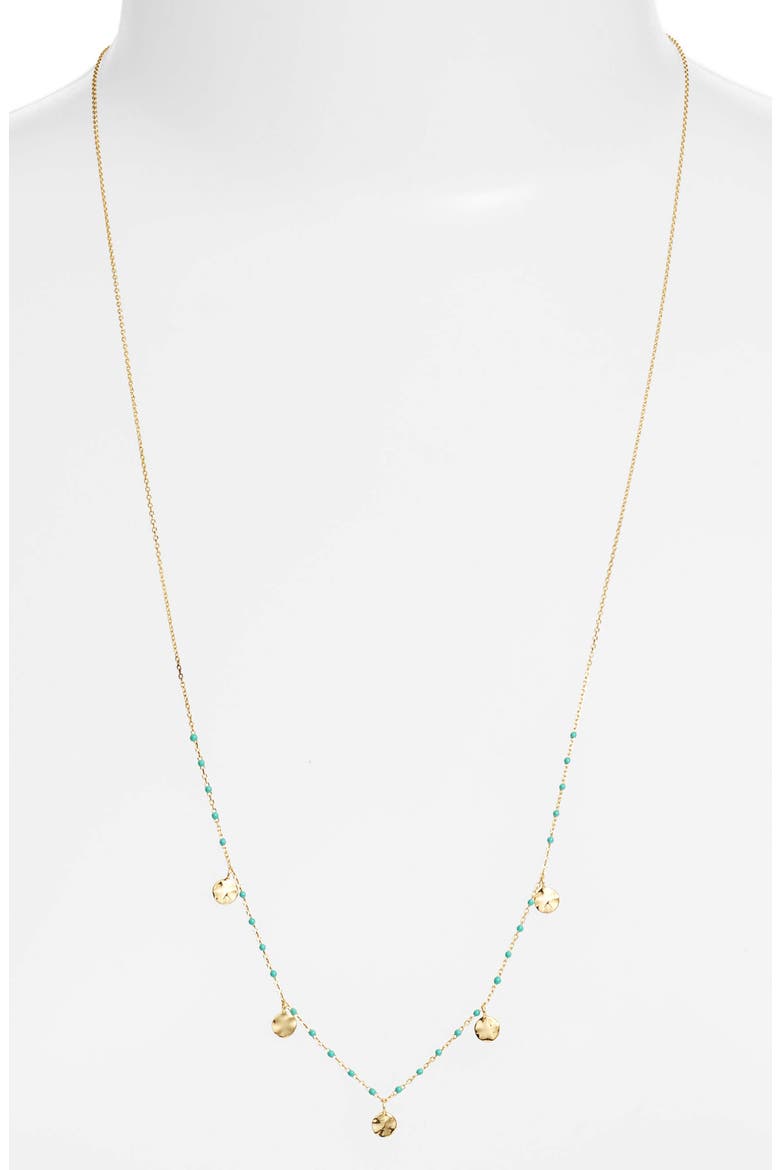 Argento Vivo Enamel Bead Mirror Drop Necklace, Main, color, TURQUOISE/ GOLD