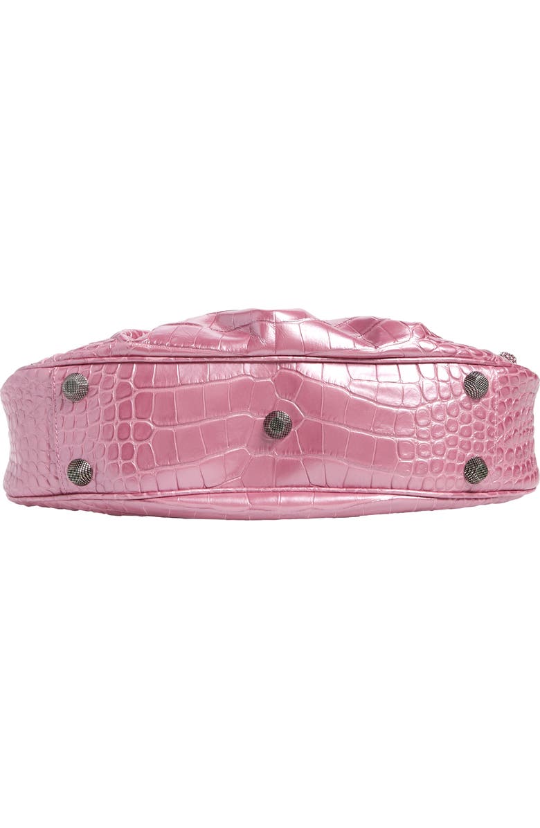 Balenciaga Le Cagole Metallic Croc Embossed Leather Shoulder Bag, Alternate, color,