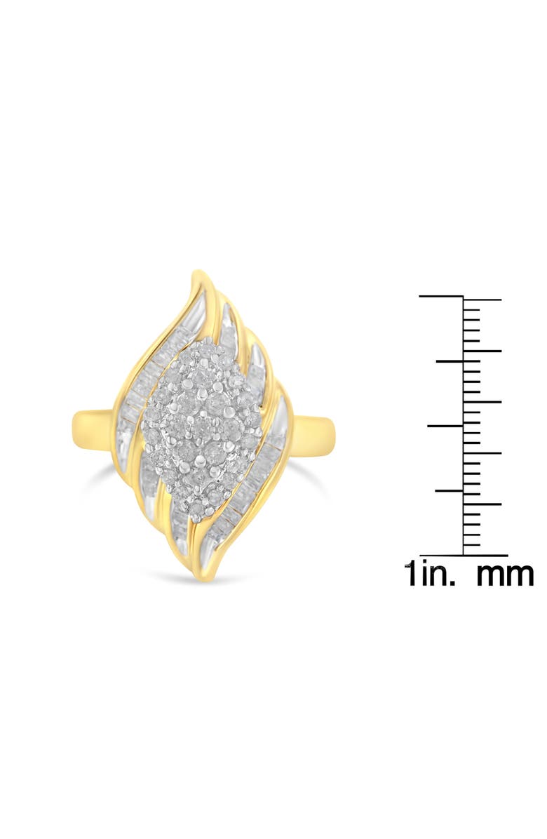 Haus of Brilliance 10K Yellow Gold Plated Silver 3/4 Cttw Diamond Cocktail Ring, Alternate, color, Yellow Gold Over Silver