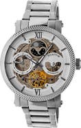 Heritor Automatic Aries Skeleton Leather-Band Watch