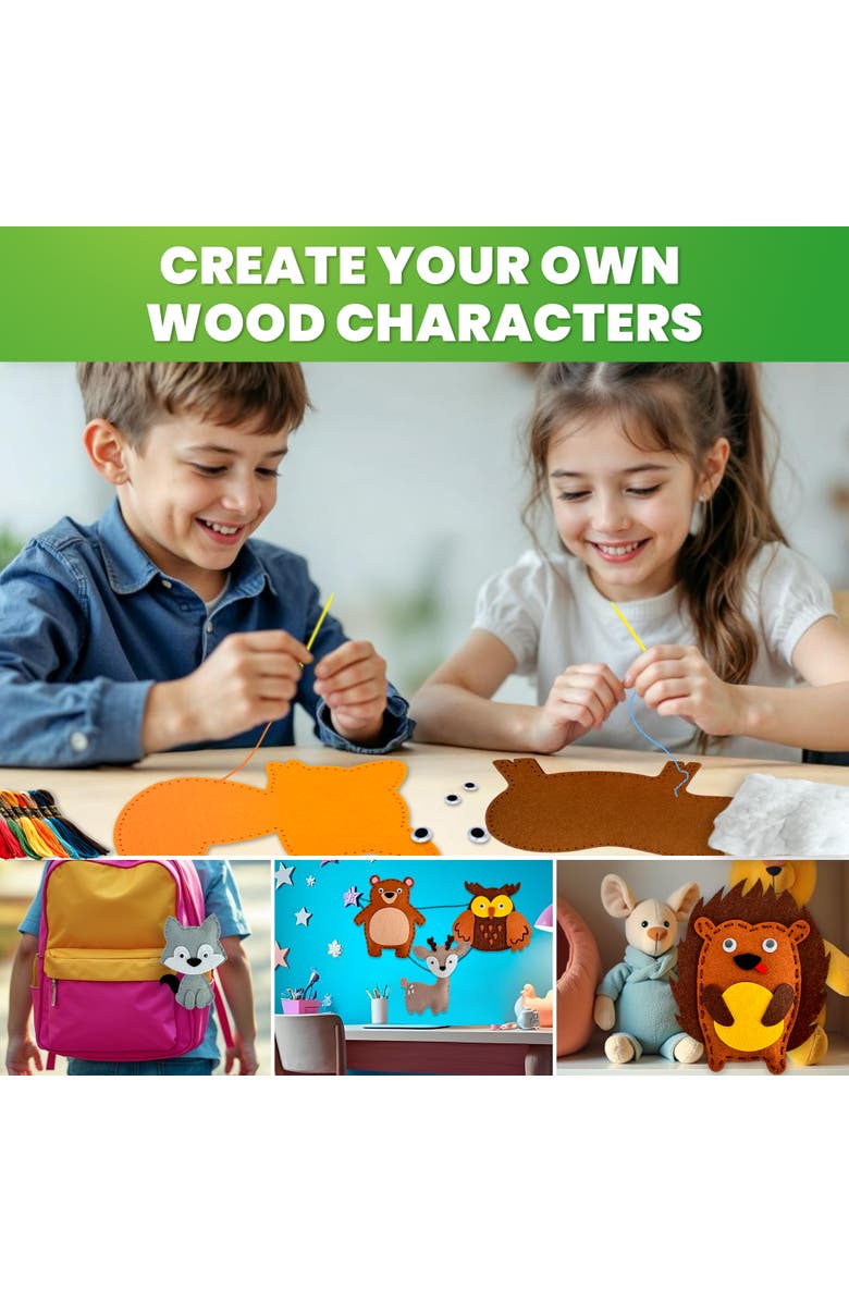 Quokka Kids Sewing Craft Kit with Felt Toys, Alternate, color, Wood