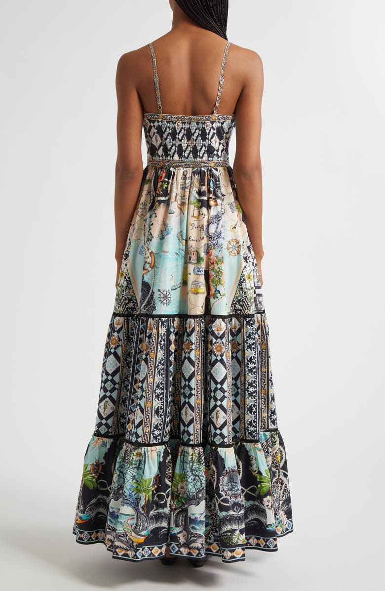 Camilla Folk Afloat Tiered Organic Cotton Maxi Sundress, Alternate, color, Folk Afloat