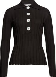 NACKIYÈ Sugarman Rib Wool Merino Polo Sweater