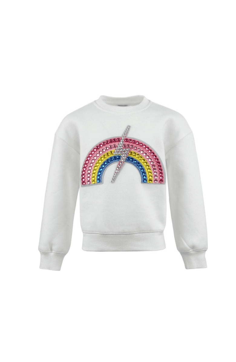 Lola + The Boys Gems Rainbow Flash Sweatshirt, Main, color, White