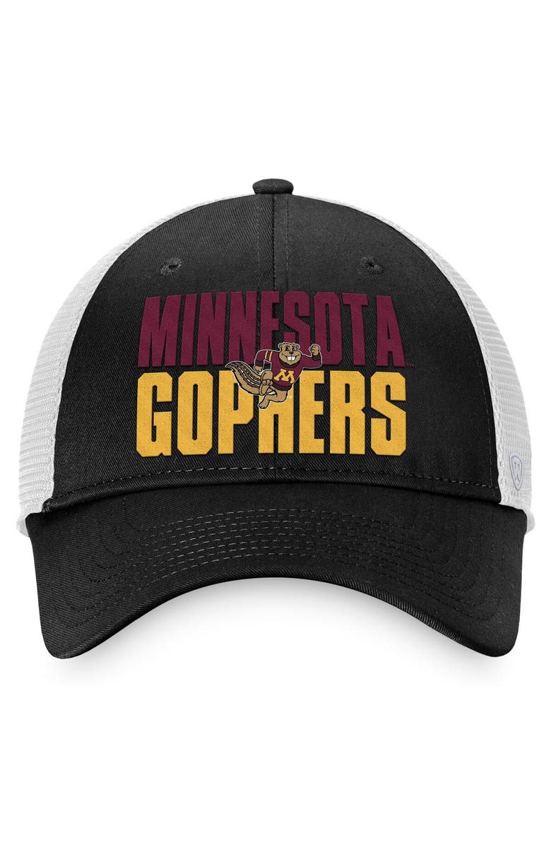 TOP OF THE WORLD Men's Top of the World Black/White Minnesota Golden Gophers Stockpile Trucker Snapback Hat, Alternate, color, Black