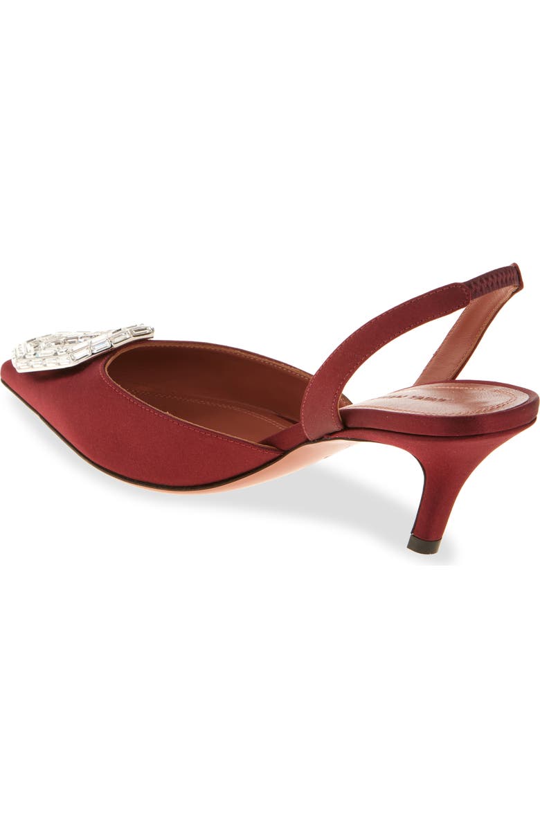 Amina Muaddi Camelia Crystal Buckle Slingback Pump, Alternate, color, Satin Wine White Buckle
