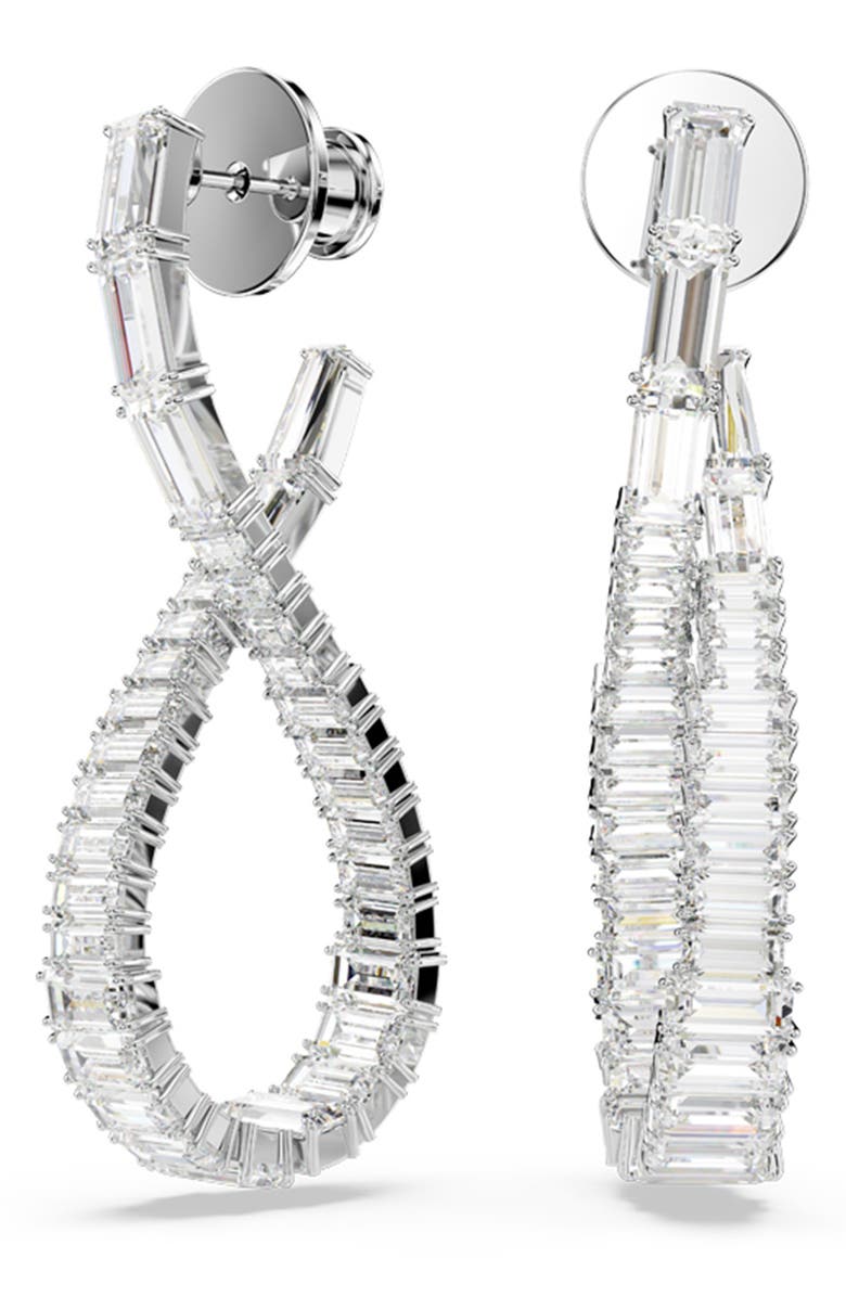 Swarovski Hyperbola Drop Earrings, Main, color, Silver