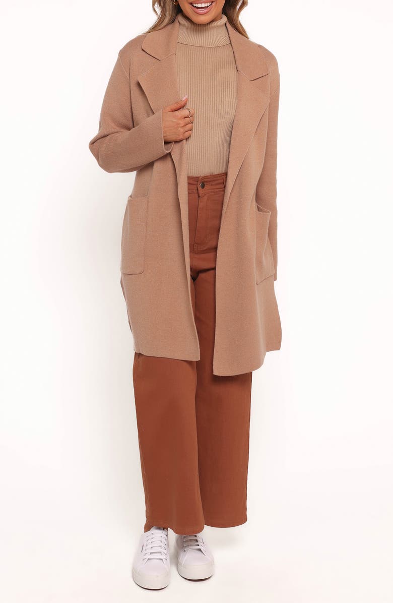 Petal & Pup Corio Tie Waist Coatigan, Main, color, Tan