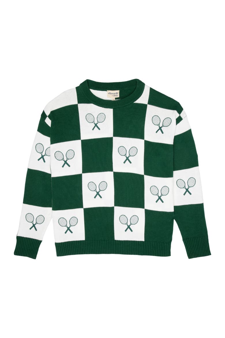 Riley Sweater Checkered Tennis, Main, color, Green / Ivory