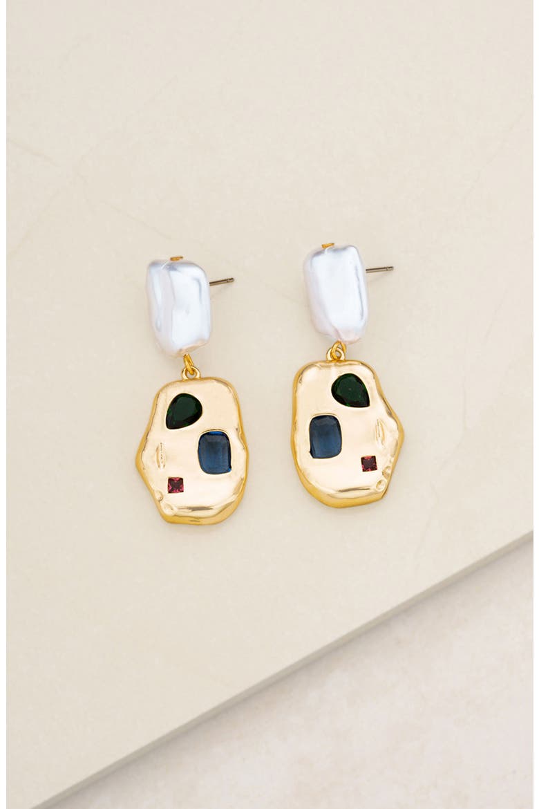Rainbow Nugget Drop Earrings, Alternate, color, GOLD