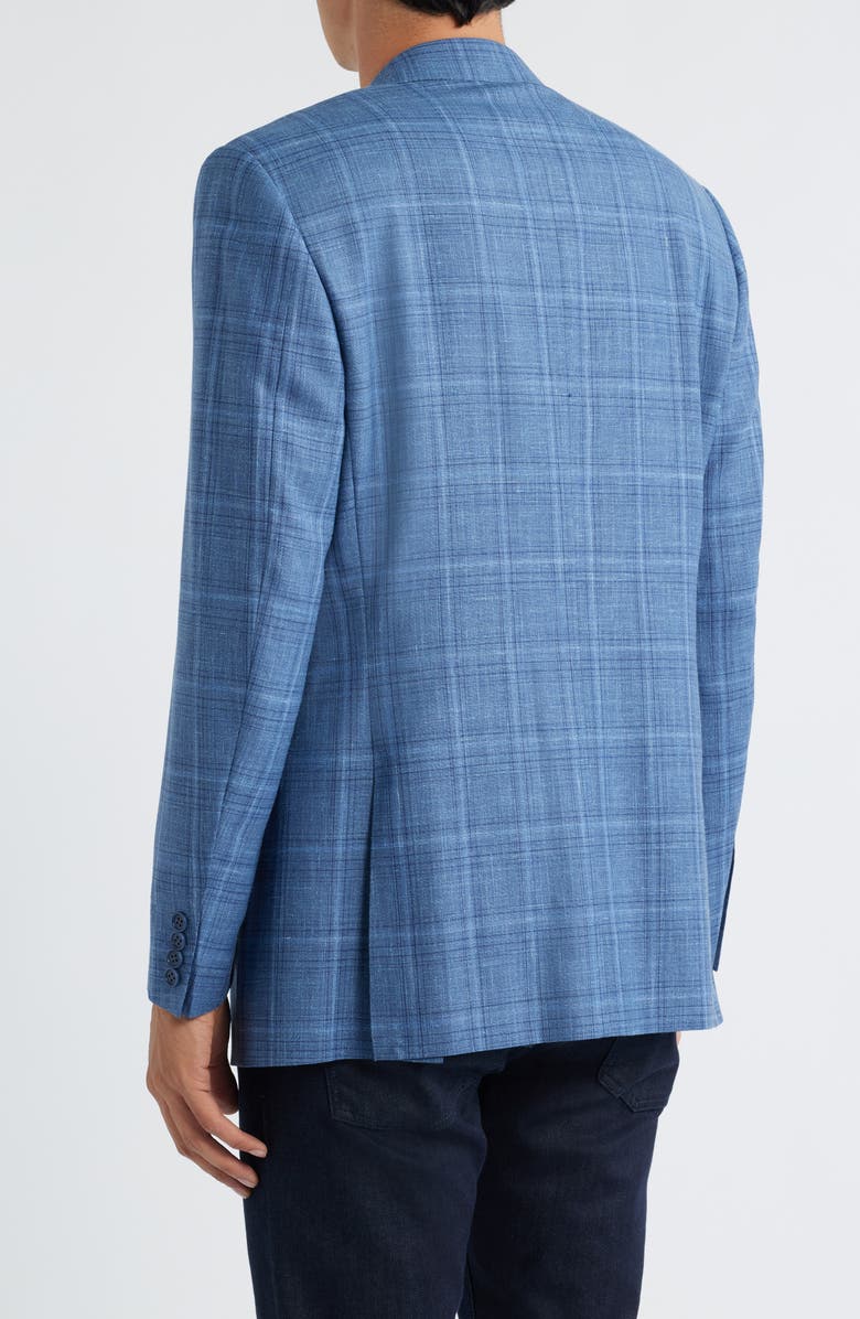 Canali Siena Regular Fit Blue Plaid Super Wool & Silk Blend Sport Coat, Alternate, color, Blue