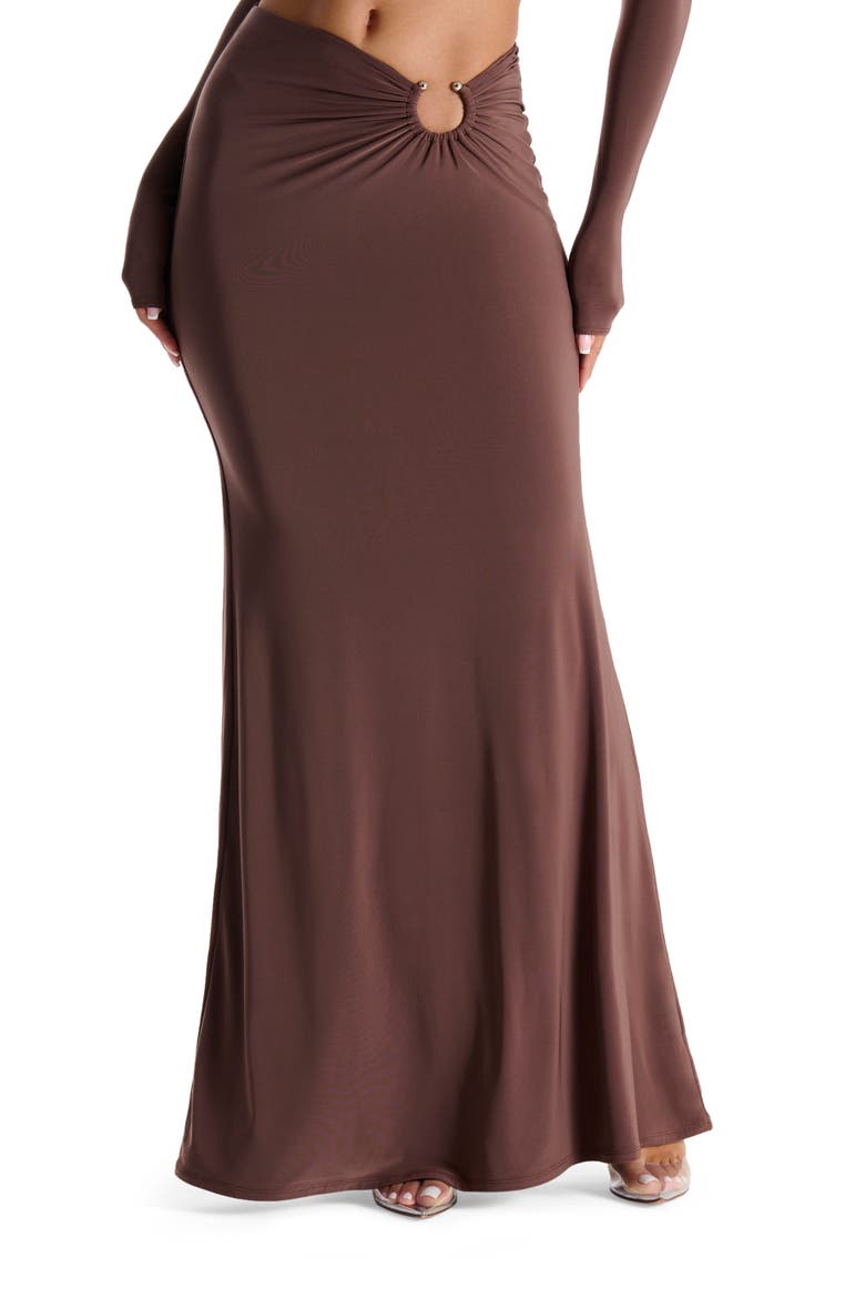 Asymmetric Waist Maxi Skirt, Main, color, CHOCOLATE