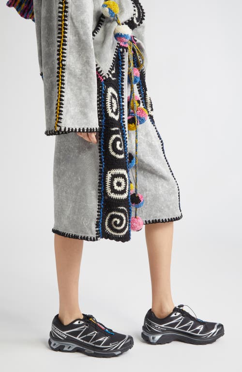 Paolina Russo Crochet Embellished Bermuda Shorts In Cement/rainbow
