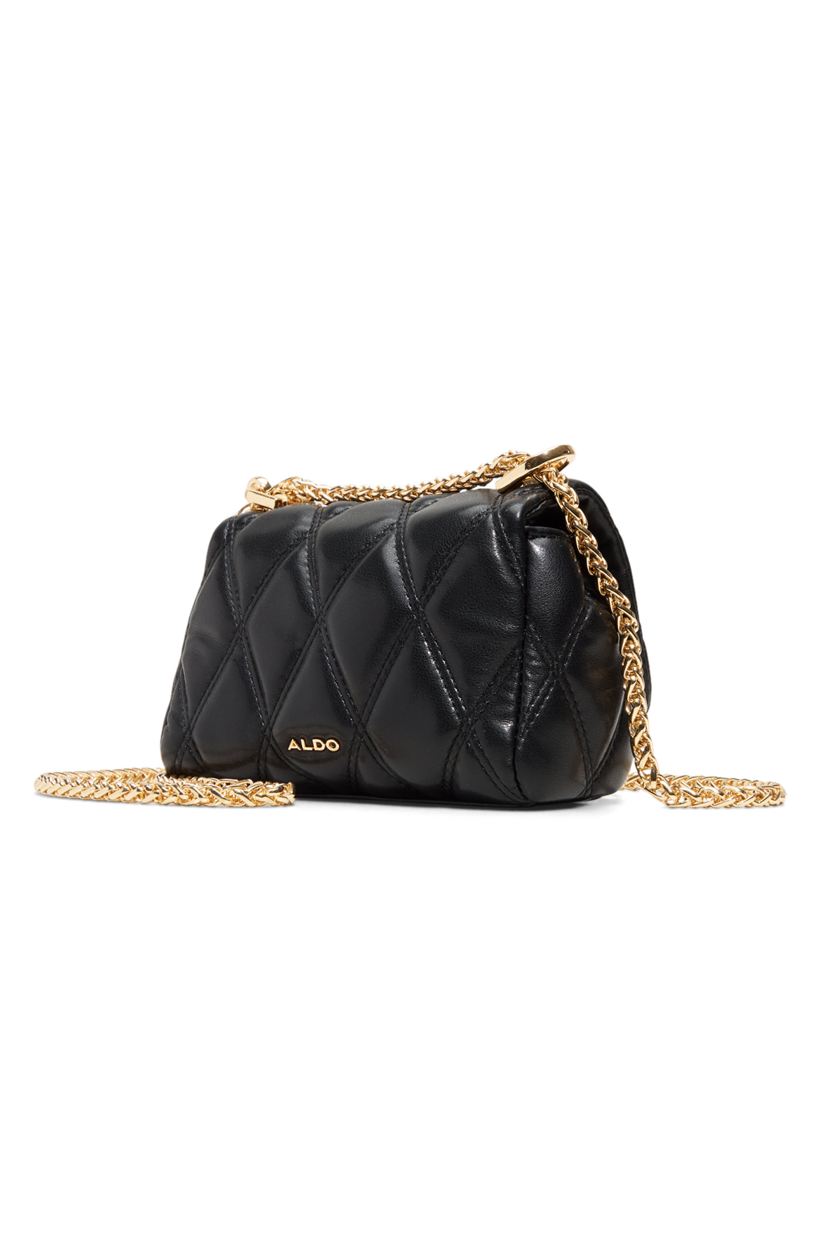 ALDO Miablackk Quilted Faux Leather Convertible Crossbody Bag, Alternate, color, 