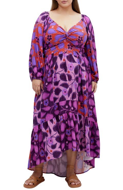 Gracie Print Long Sleeve Maxi Dress (Plus)