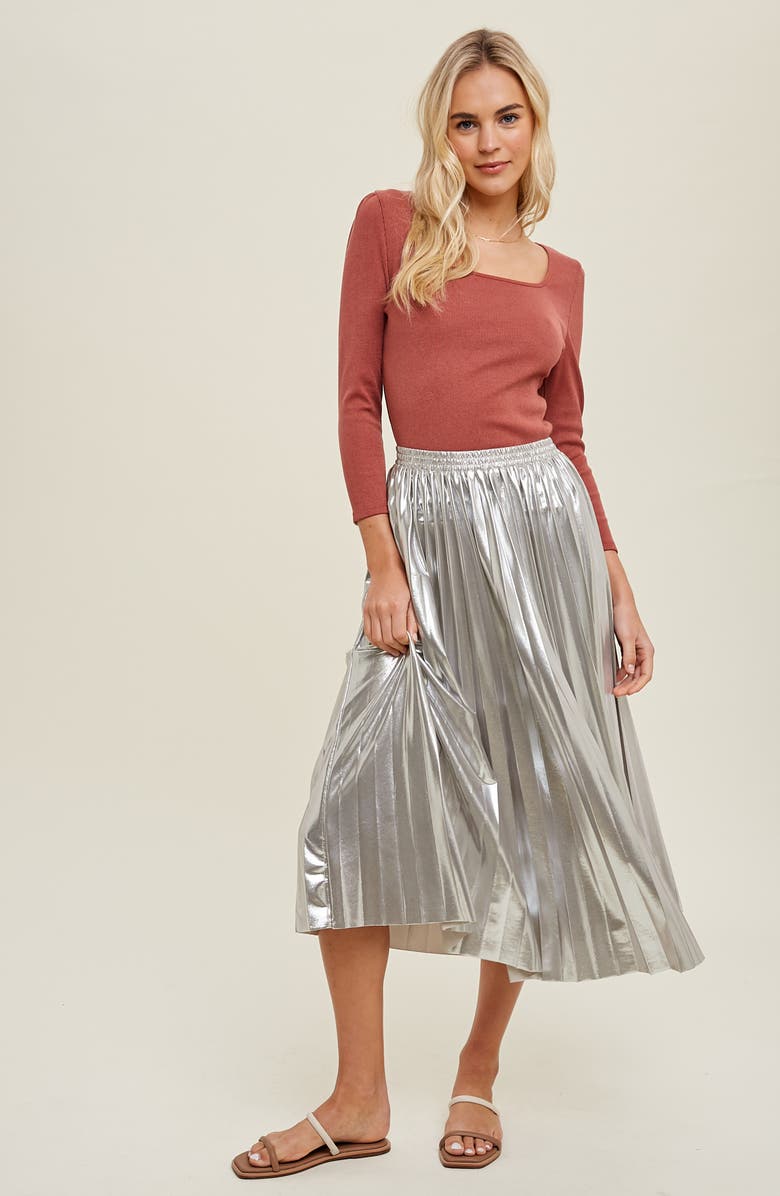 WISHLIST Metallic Pleated Skirt, Alternate, color, 