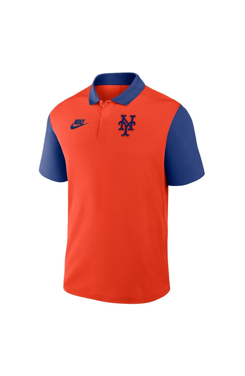 Nike Men's Nike Orange/Royal New York Mets Cooperstown Collection Color-Block Victory Performance Polo, Alternate, color, 