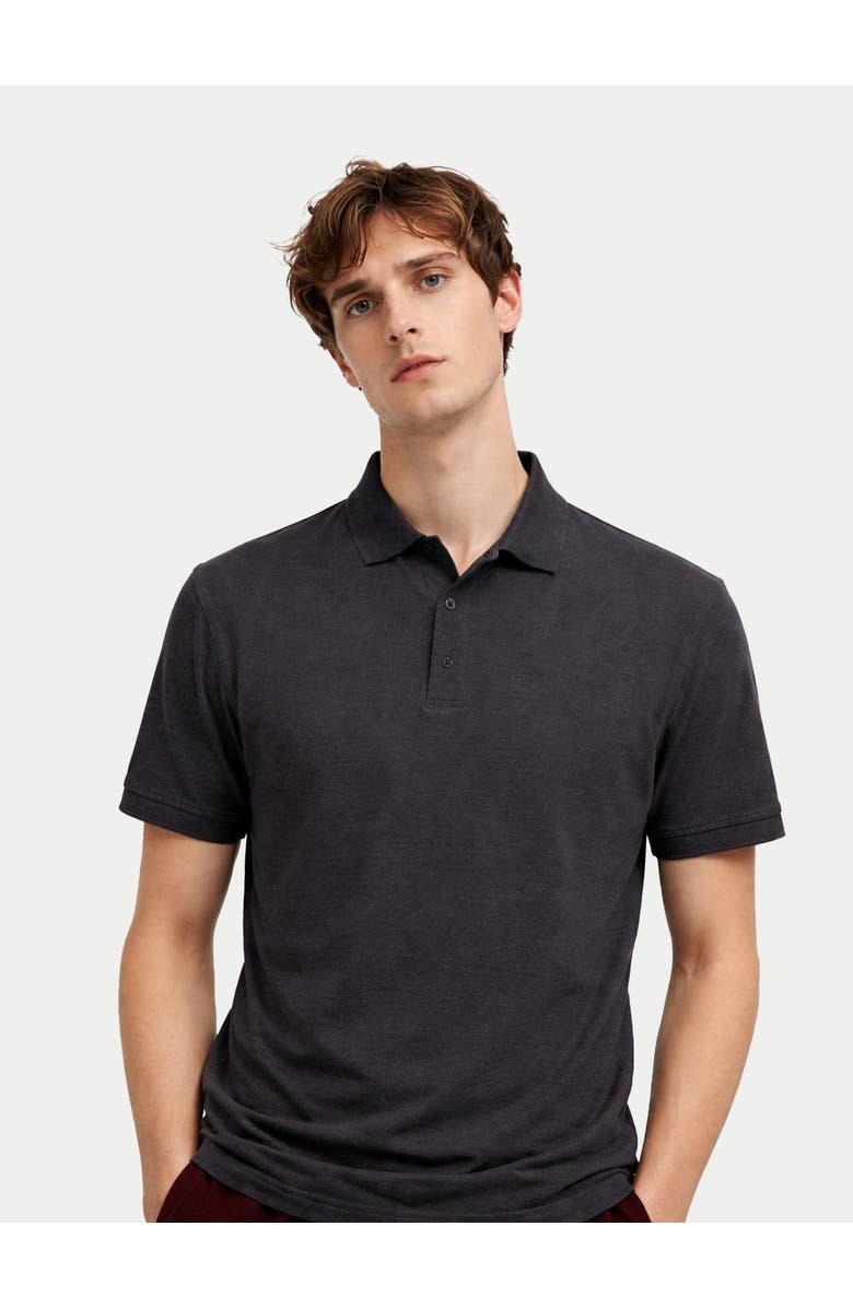 GOBI Mongolian Cashmere Cashmere Silk Polo Shirt, Alternate, color, Charcoal