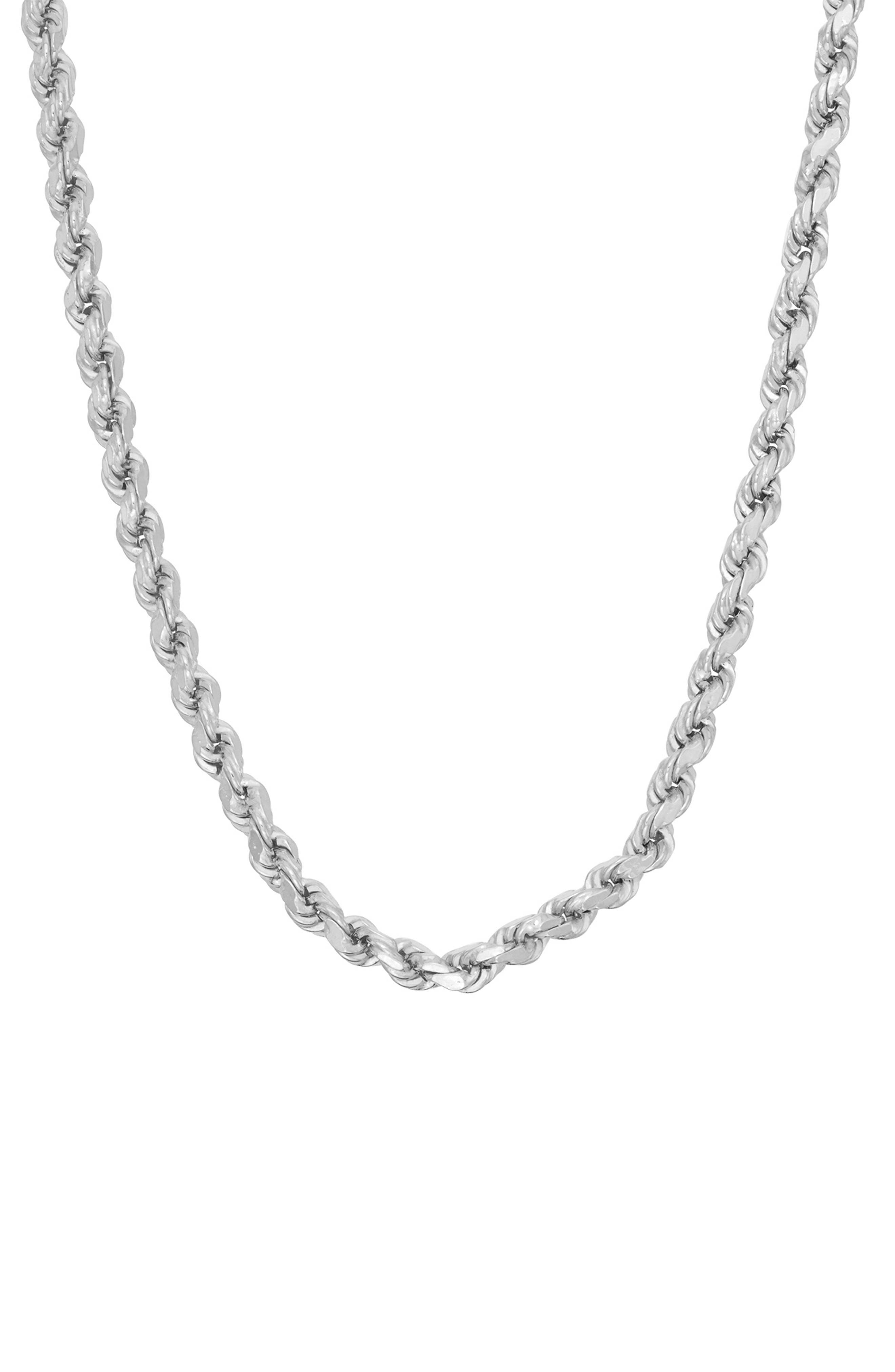 FZN Sterling Silver Twisted Rope Chain Necklace