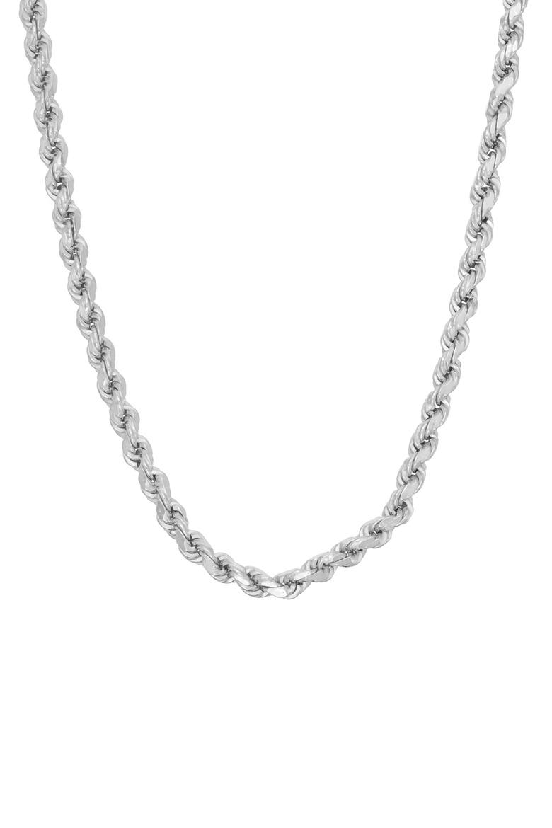 Sterling Silver Rope Chain Necklace, Main, color, WHITE