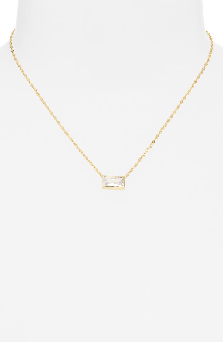 ARGENTO VIVO Baguette Cubic Zirconia Pendant Necklace, Alternate, color, Gold