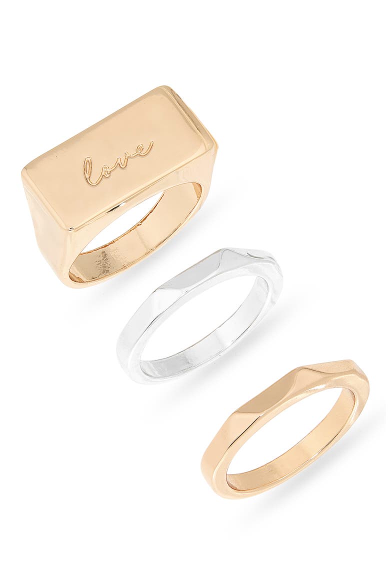 Mixed Love 3-Pack Rings, Main, color, GOLD- SILVER