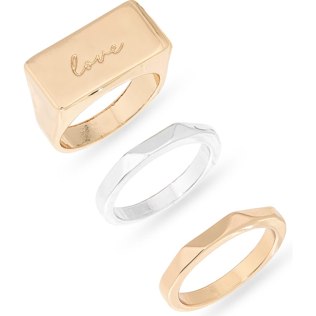 Leith Mixed Love 3-pack Rings In Gold