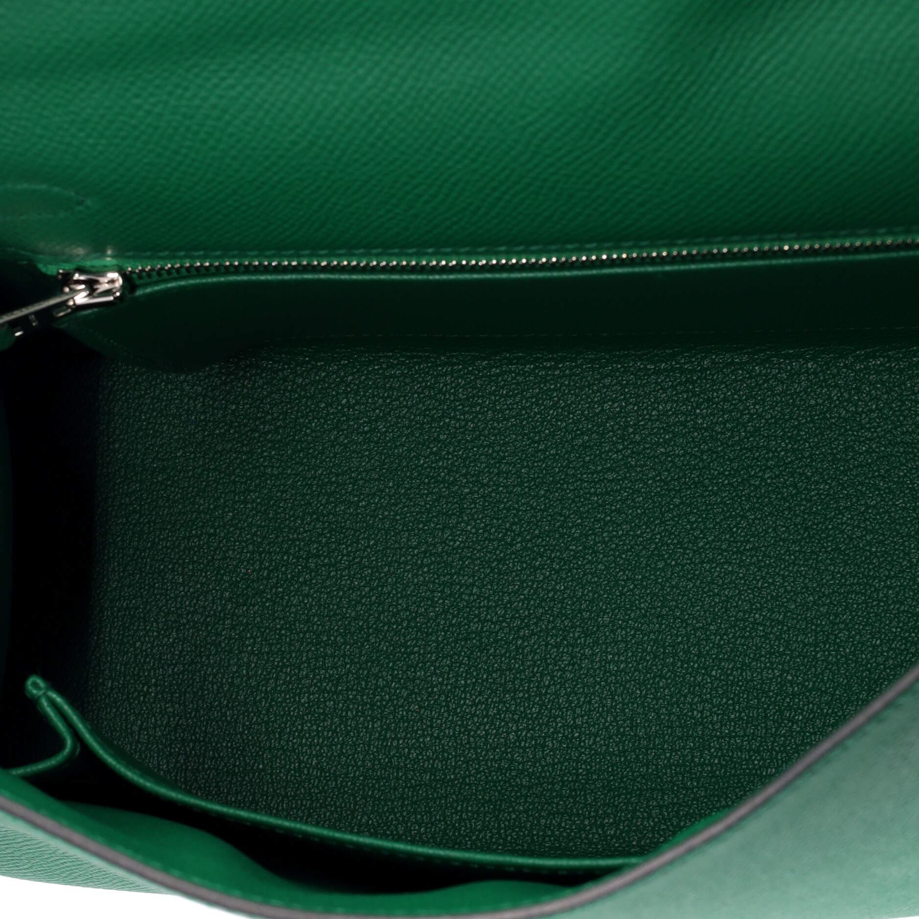Pre-Owned Hermes Kelly Handbag Green Epsom with Palladium Hardware 25, Alternate, color, Vert Vertigo