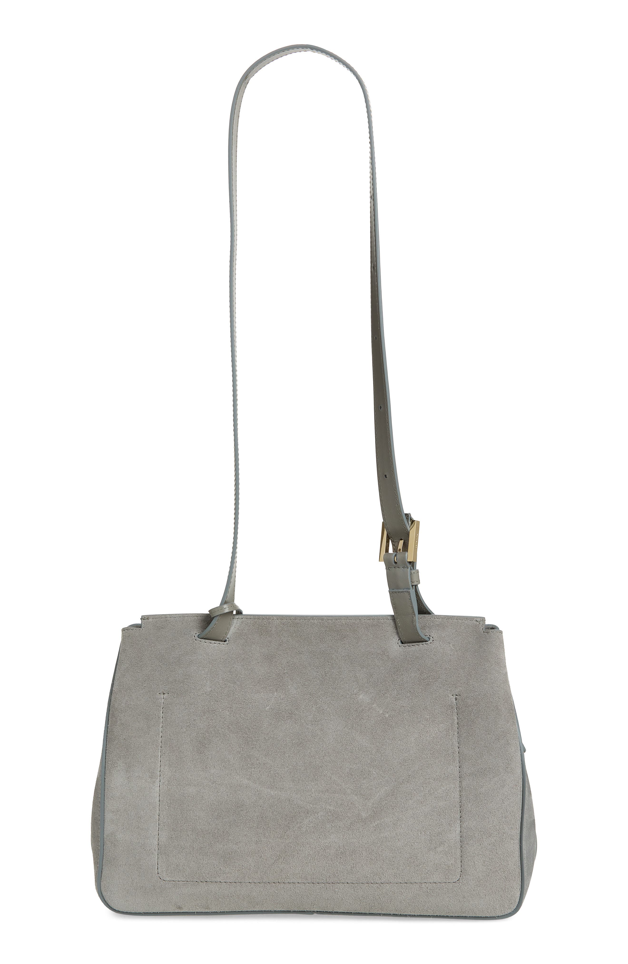 Medium Suede Besace Shoulder Bag, Alternate, color, CLOUDBURST