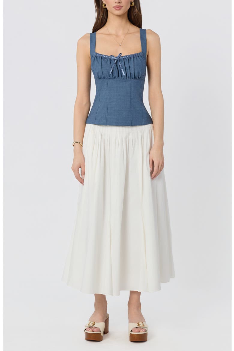 Lace Trim Milkmaid Top, Alternate, color, CHAMBRAY