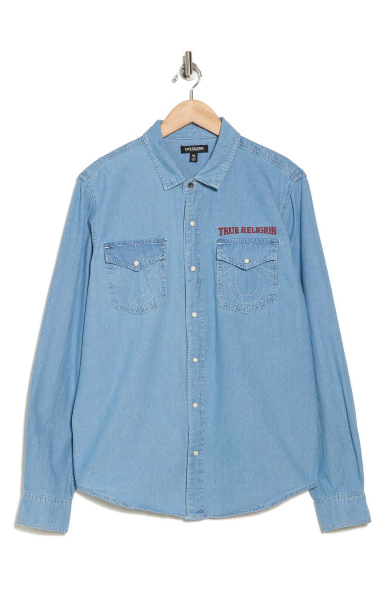 True Religion Chambray Button-Up Shirt, Alternate, color,