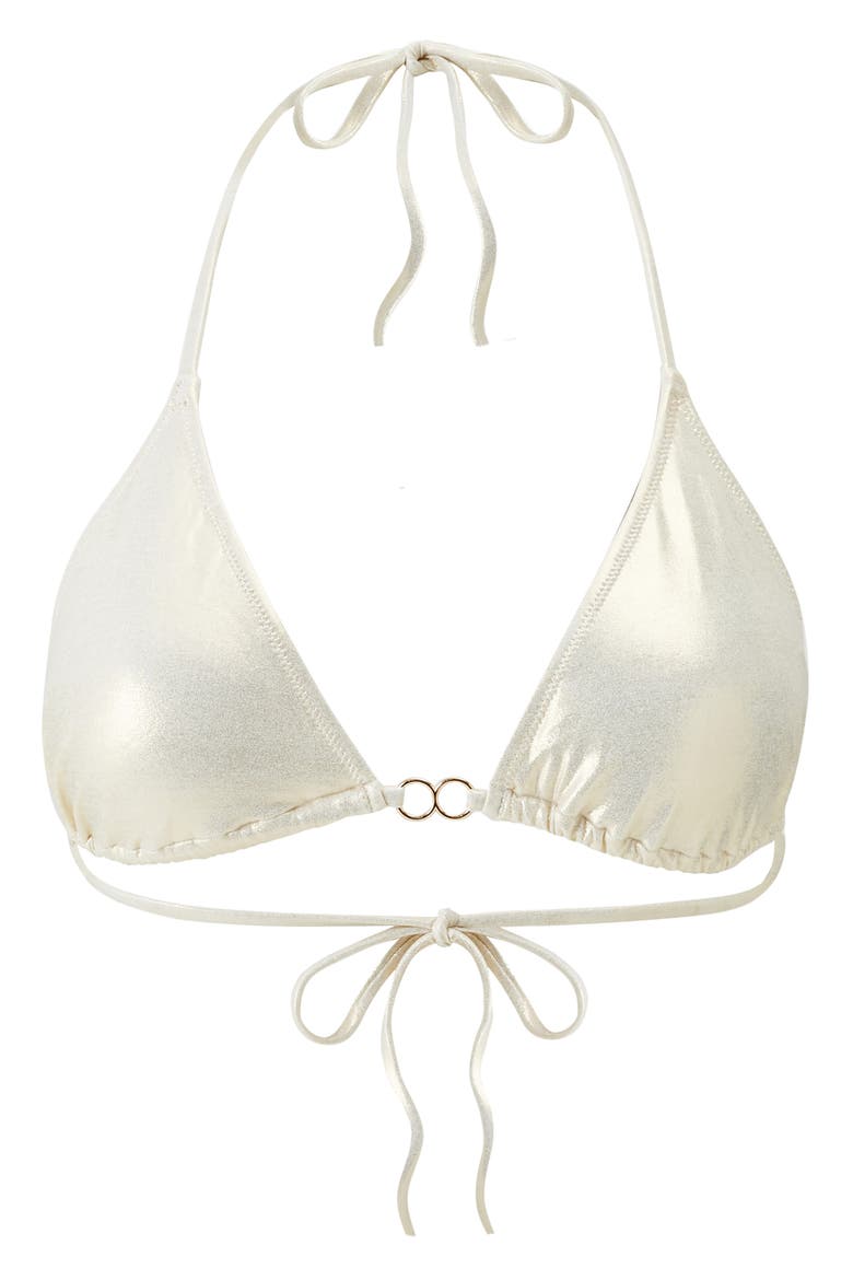 Costa Foil Triangle Bikini Top, Alternate, color, GOLD