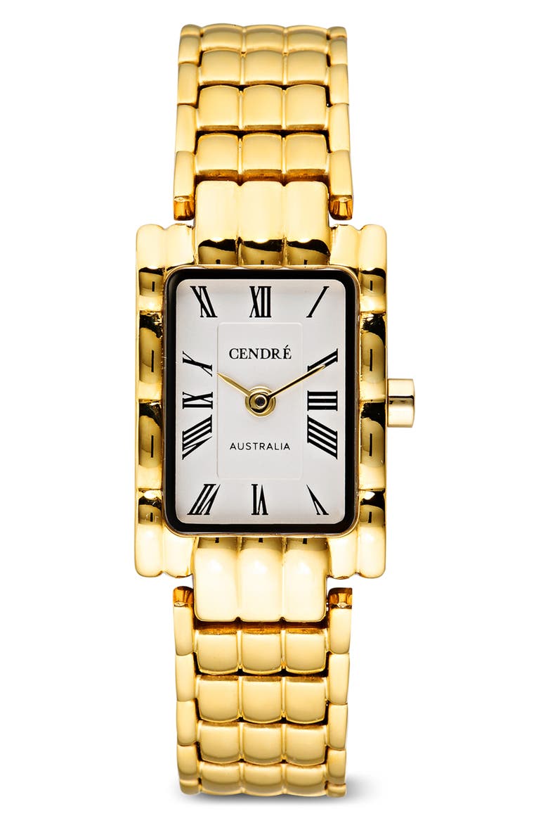 Mila Tank Bracelet Watch, 17mm x 24mm, Main, color, WHITE / 18K GOLD