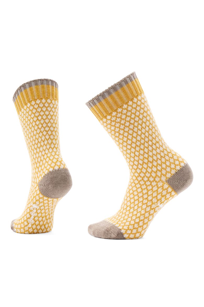 Everyday Popcorn Polka Dot Wool Blend Crew Socks, Main, color, HONEY GOLD